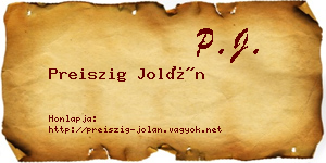 Preiszig Jolán névjegykártya